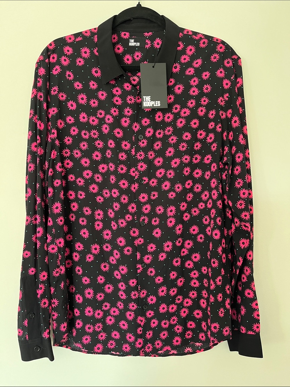 NWT The Kooples Women’s Blouse Med Floral Daisy Long Sleeve Pink Black $175 USD